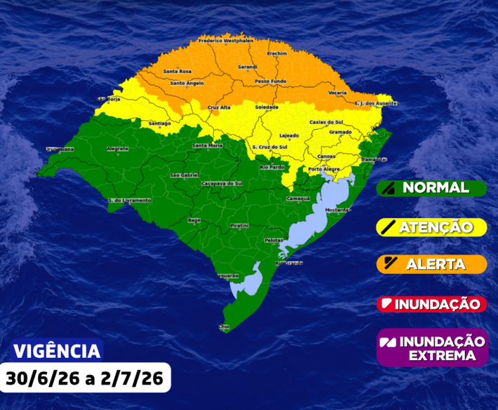 Capa Defesa Civil alerta para chances de tempestades e inundações na região nos próximos dias