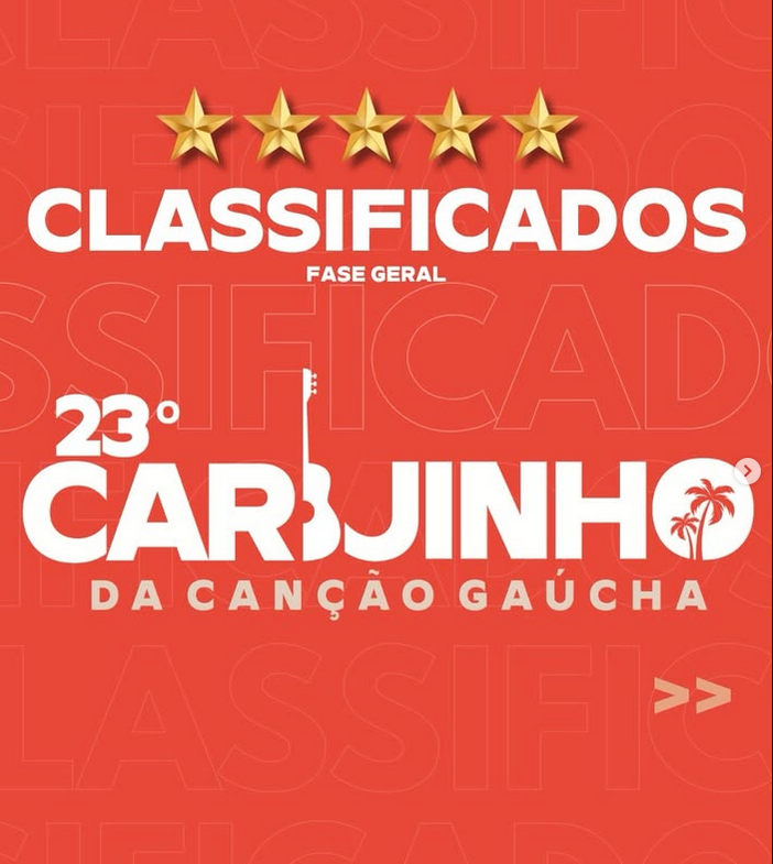 Capa Triagem da Fase Geral do 23º Carijinho da Canção Gaúcha define classificados de três estados