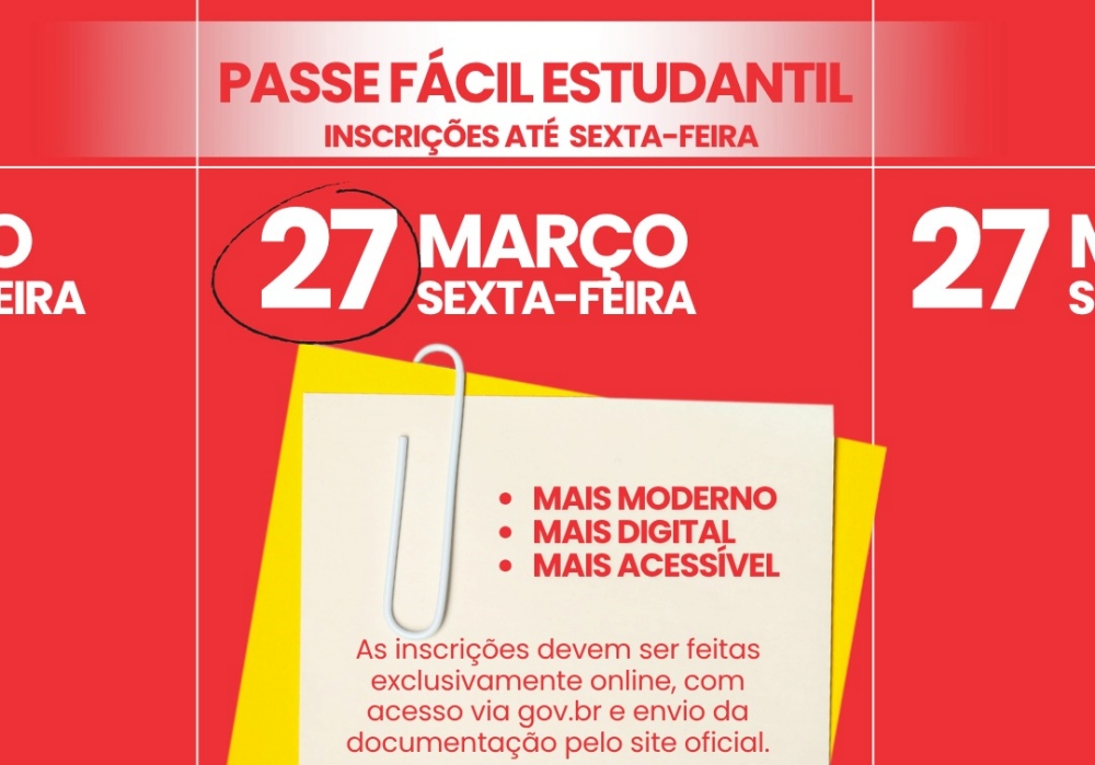 Capa Passe Fácil Estudantil substitui Passe Livre e inscrições seguem até 27 de março