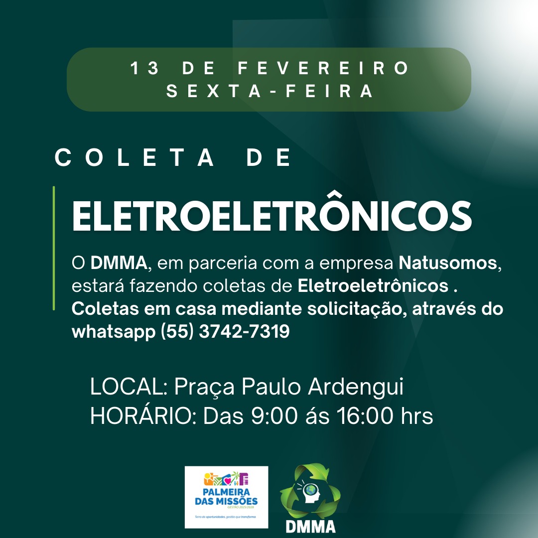 Capa Coleta de eletrônicos será realizada nesta sexta-feira (13) em Palmeira das Missões