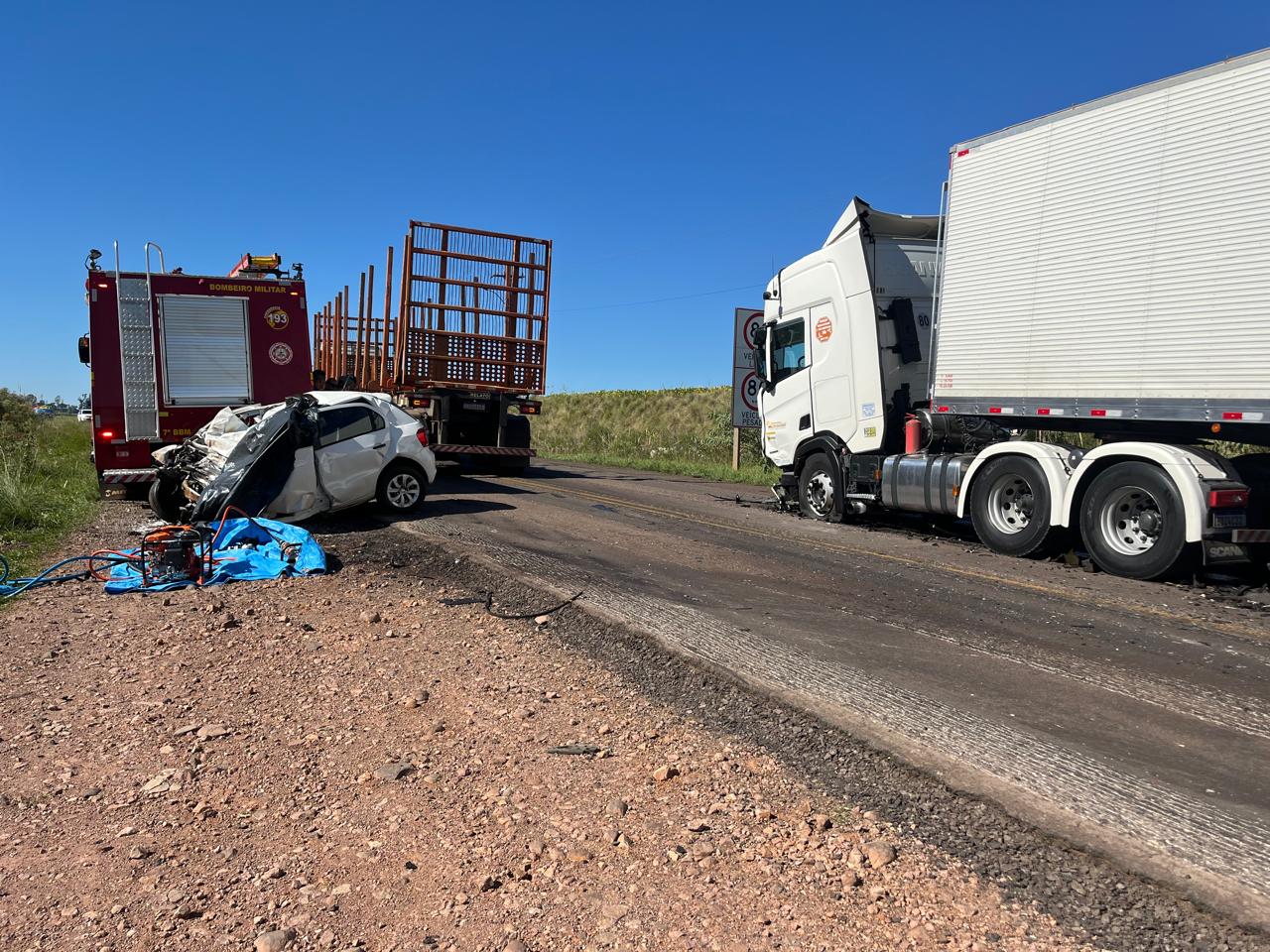 Capa Colisão frontal deixa morto na BR-158 em Palmeira das Missões